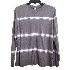 Te Verde Grey And White Tie-Dye Long Sleeve Sweatshirt Size Small